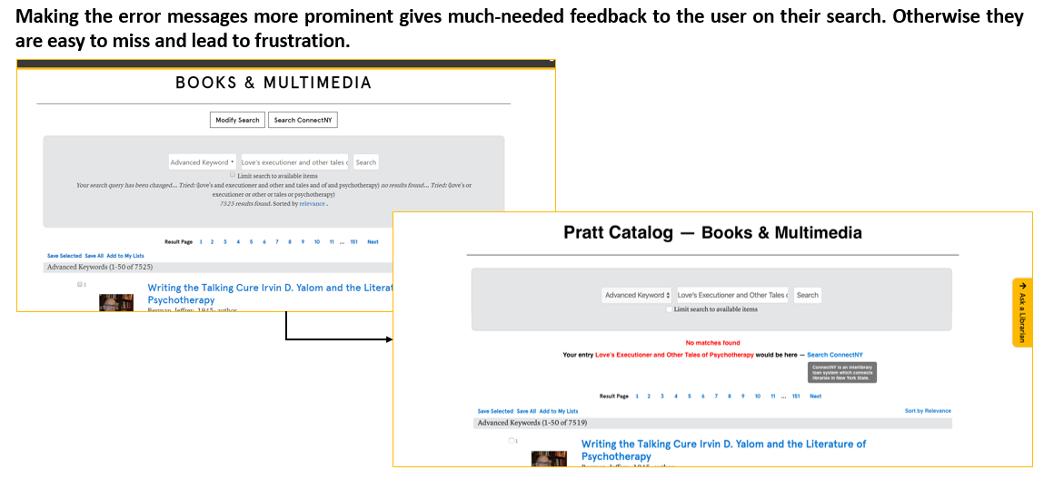 User testing the Pratt Institute Catalog Student Work