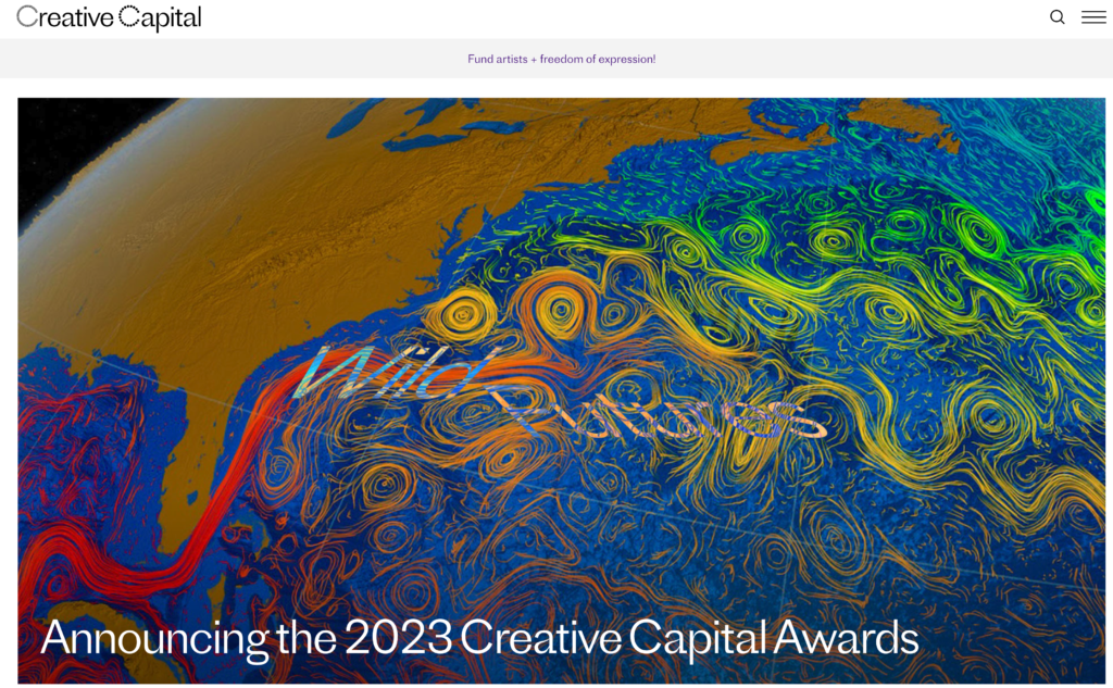 screenshot of Creative Capital home page