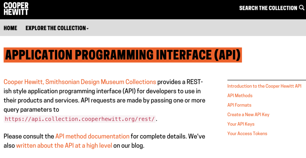 Cooper Hewitt API Introduction