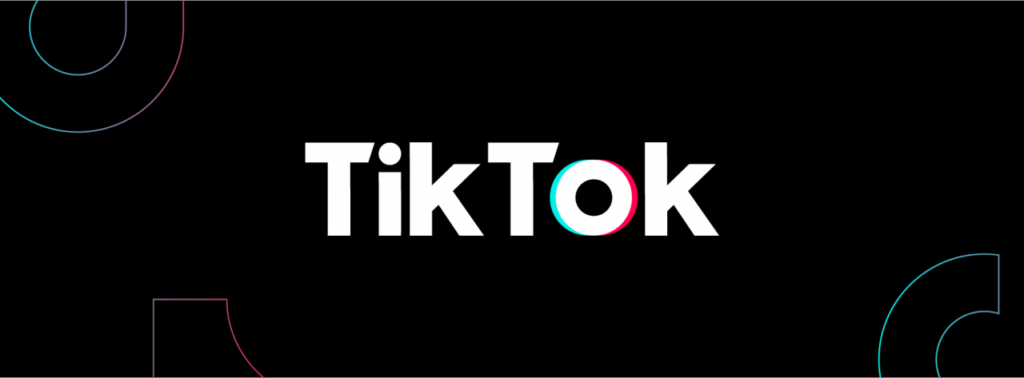 TikTok name on a black header with app colors on the 'o'
