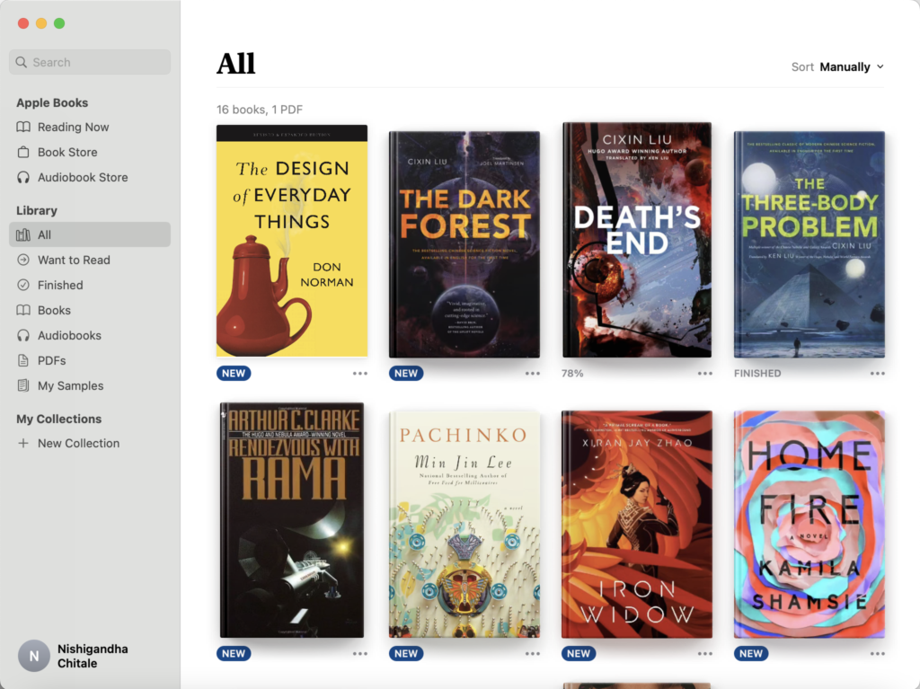 Library page of Books app