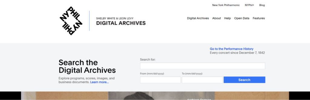 Screenshot of main navigation and search bars on homepage.