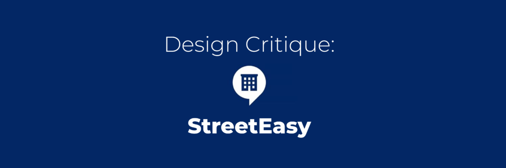 A banner containing the StreetEasy logo in the center, along with the words "Design Critique: StreetEasy" split above and below the logo.