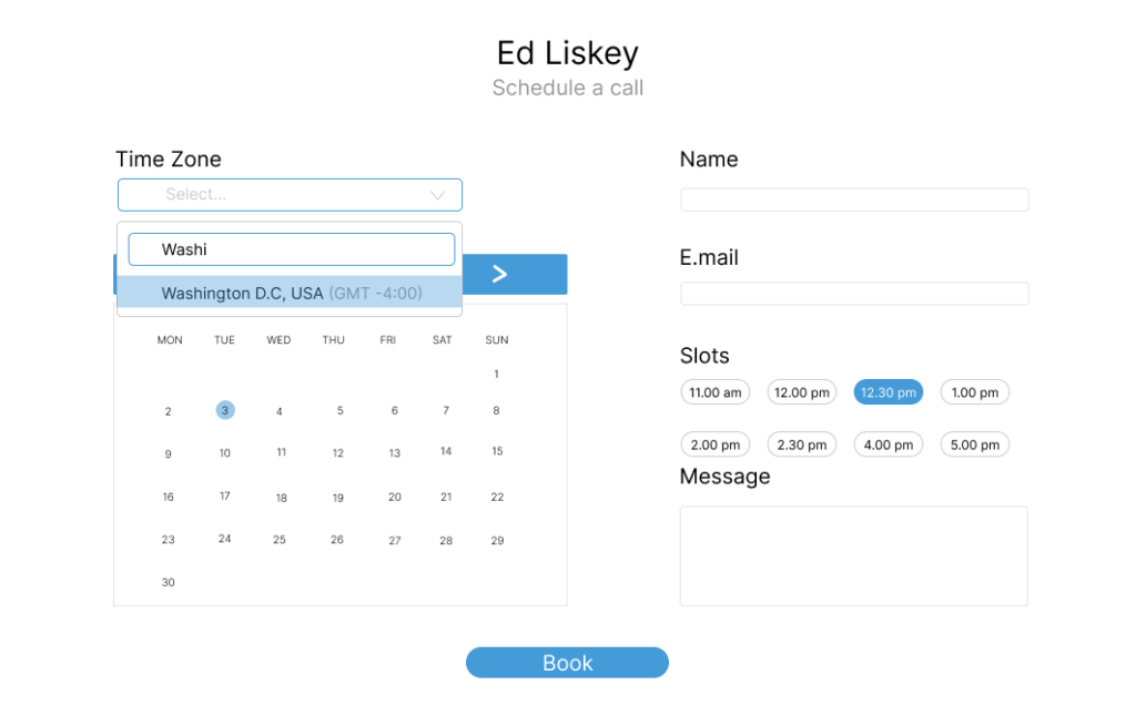 a screenshot of the calendly mockup