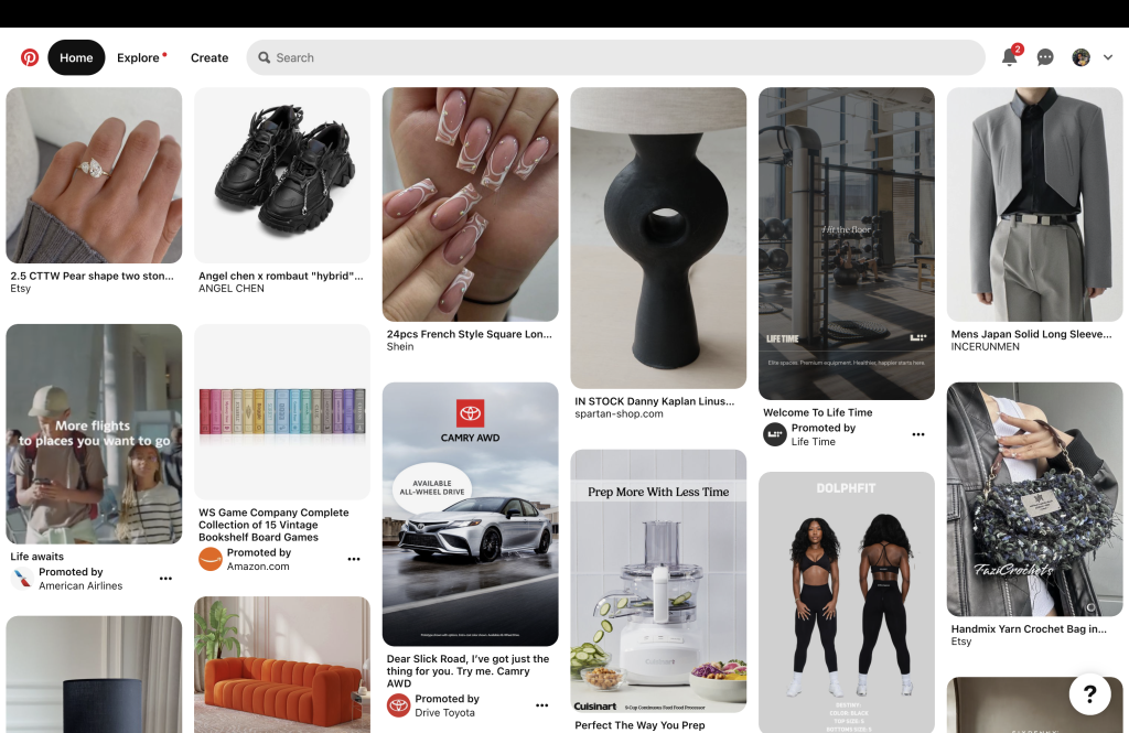 Picture of Pinterest homepage