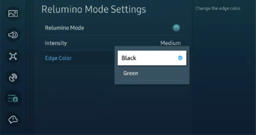 Settings to adjust Relumino Mode edge color to black or green