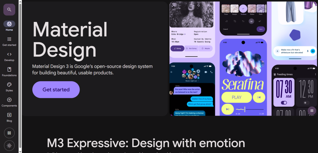 Material Design Home Page