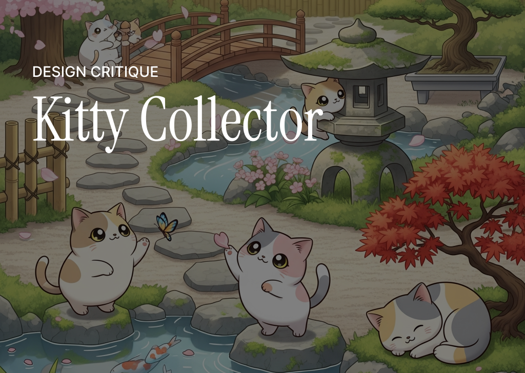 An image of cute kittens playing in a Japanese garden yard.