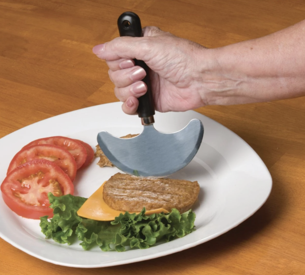 A rocker knife in use