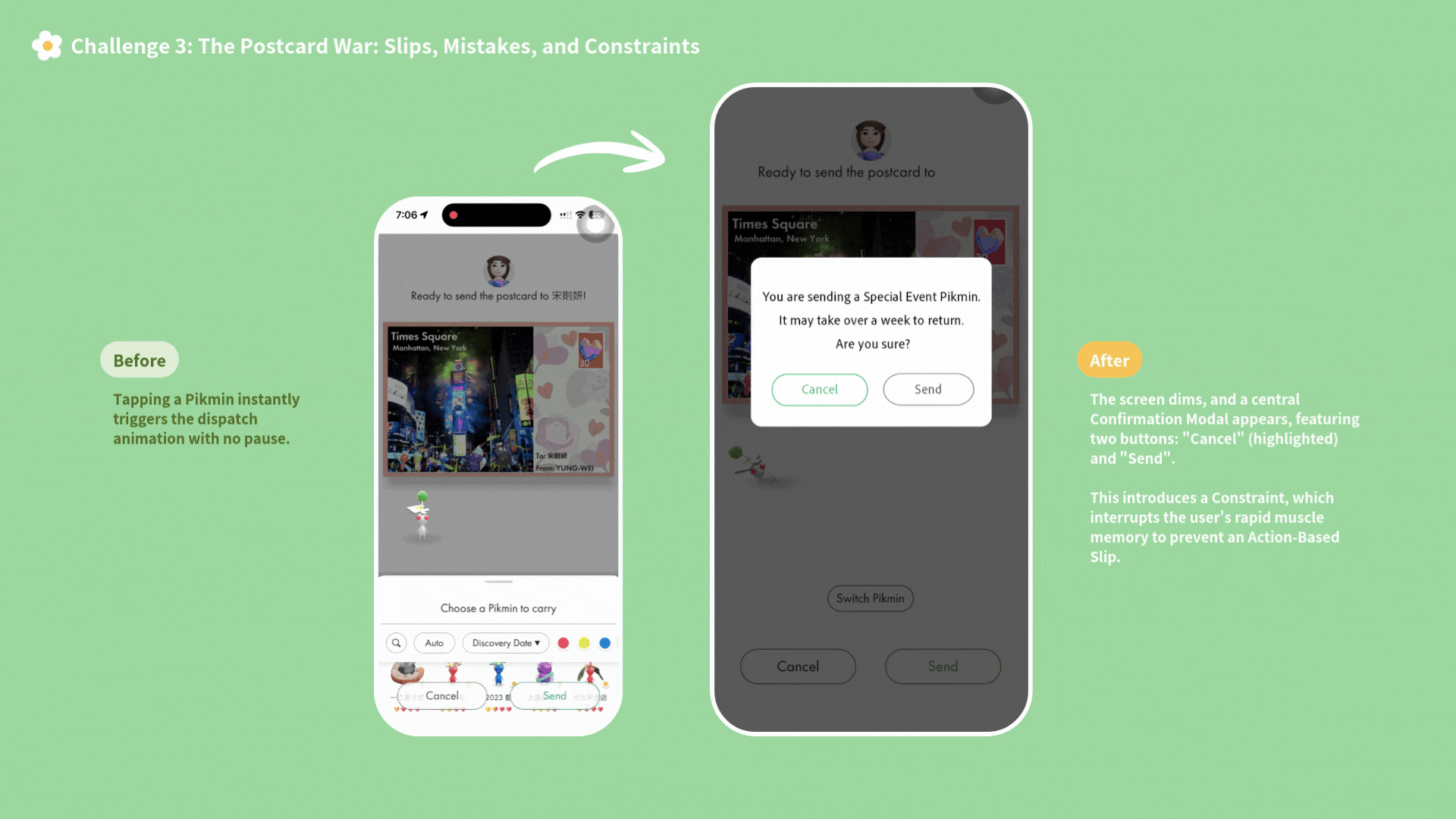 Challenge / Solution 3: The Postcard War: Slips, Mistakes, and Constraints