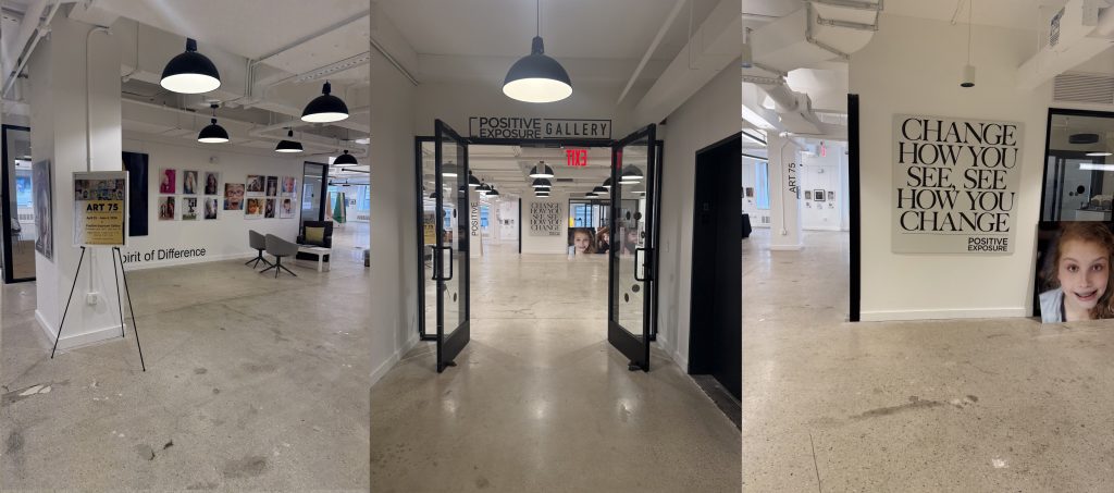3 Positive exposure gallery images side by side showing the gallery space and entrence