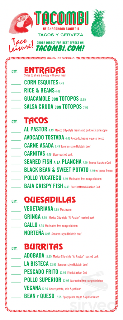 The menu is a scanned image of a printed paper menu, not real text.